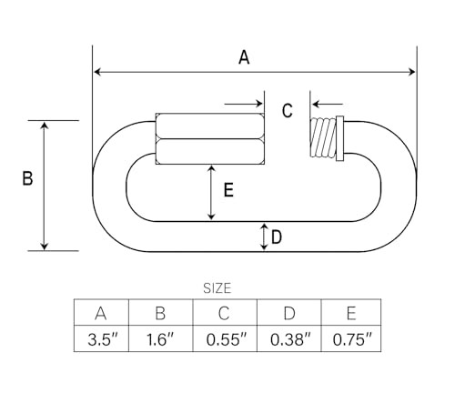 3.5 Inch 304 Stainless Steel Carabiner and Stainless Steel Chain Quick 3.5inch