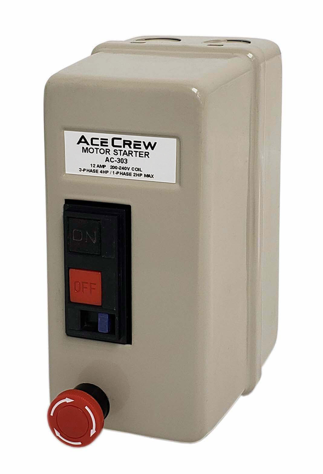 Mini Magnetic Motor Starter 200-240V Coil 3-Phase 4HP or Single-Phase 2HP AC-303