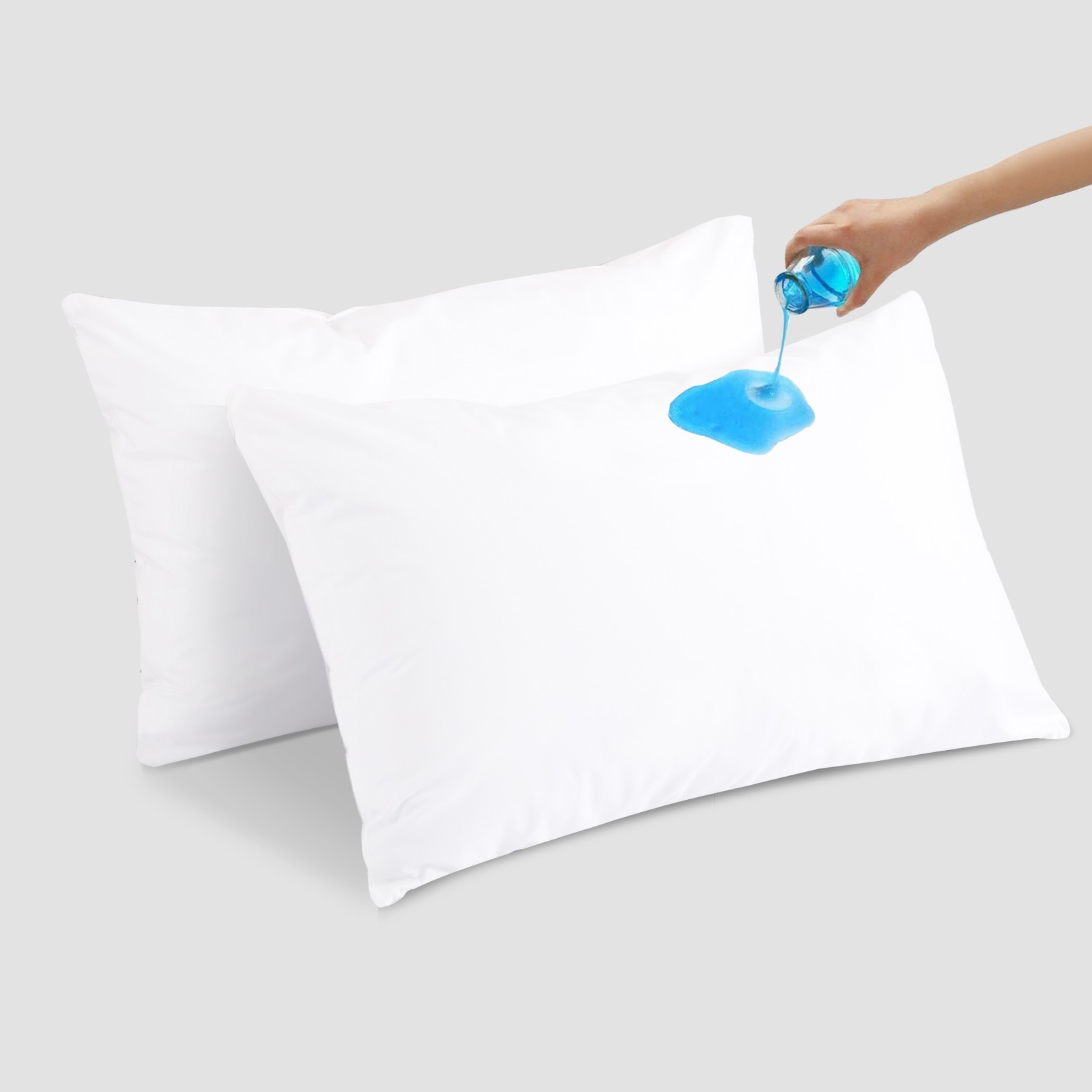 2-4 Zipper Waterproof Pillow Protector Case Covers Standard/Queen and King White