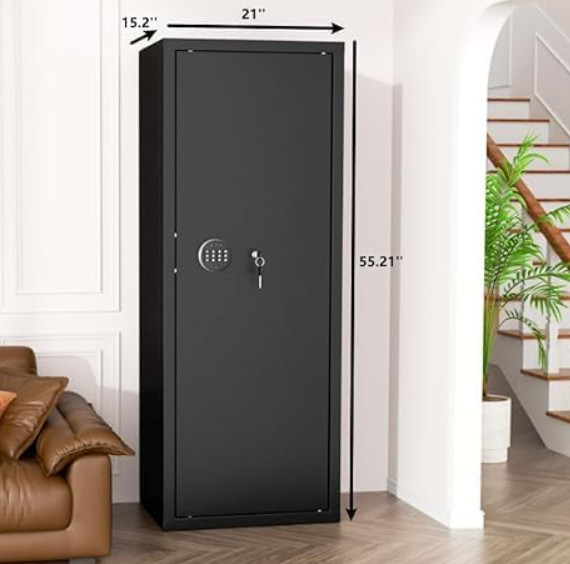 10-15 Gun Safe Biometric Fireproof Rifle & Pistol Cabinet Quick Access