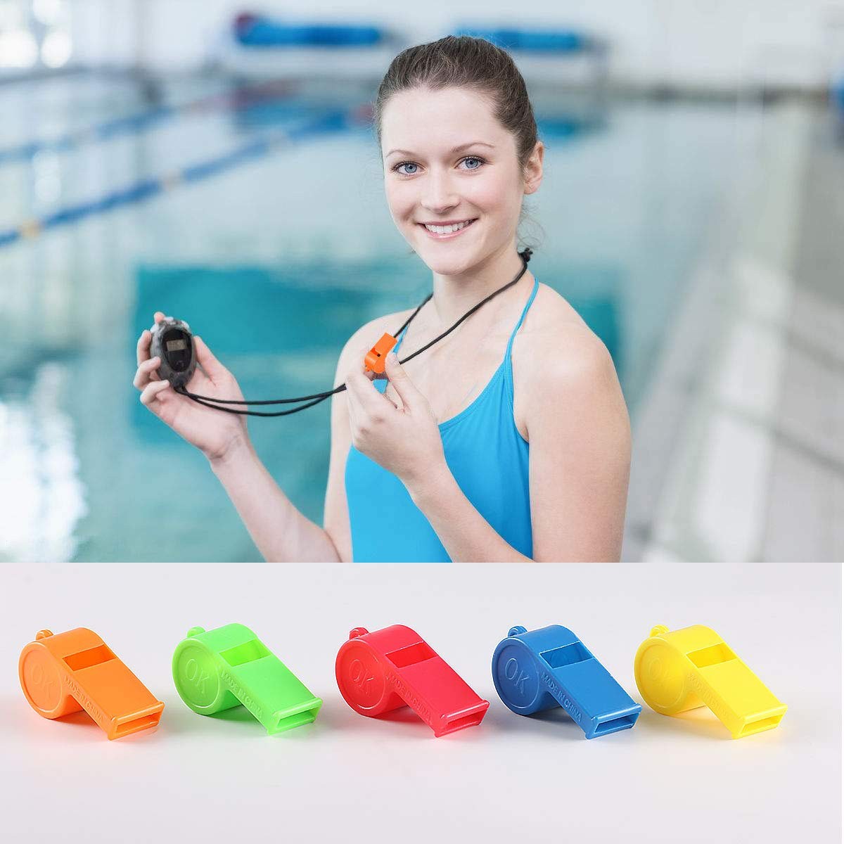 72Pcs Plastic Whistles, Bulk Whistles, Training Sports Whistles with Lanyard