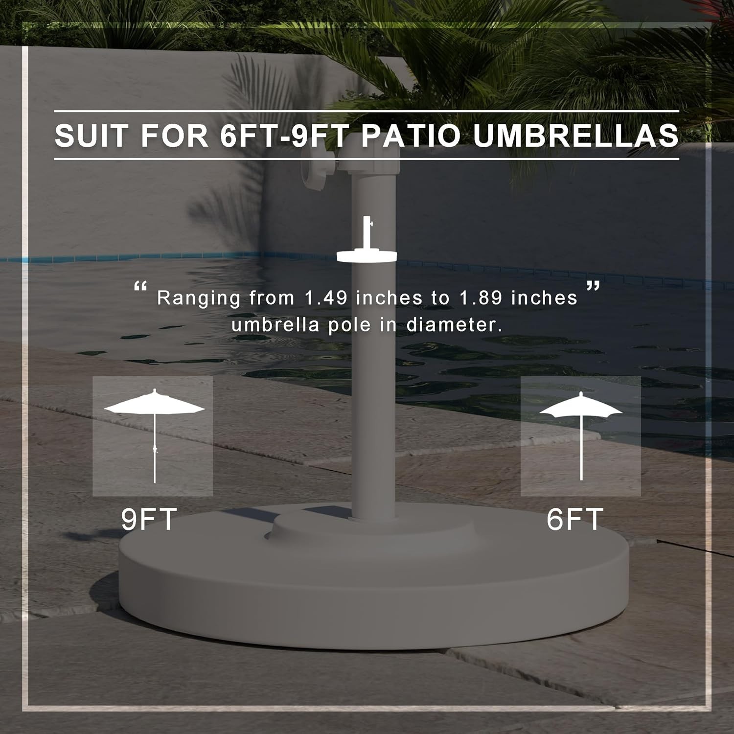 Sturdy 50 lbs Concrete Weighted Patio Umbrella Base for Stability & Elegance
