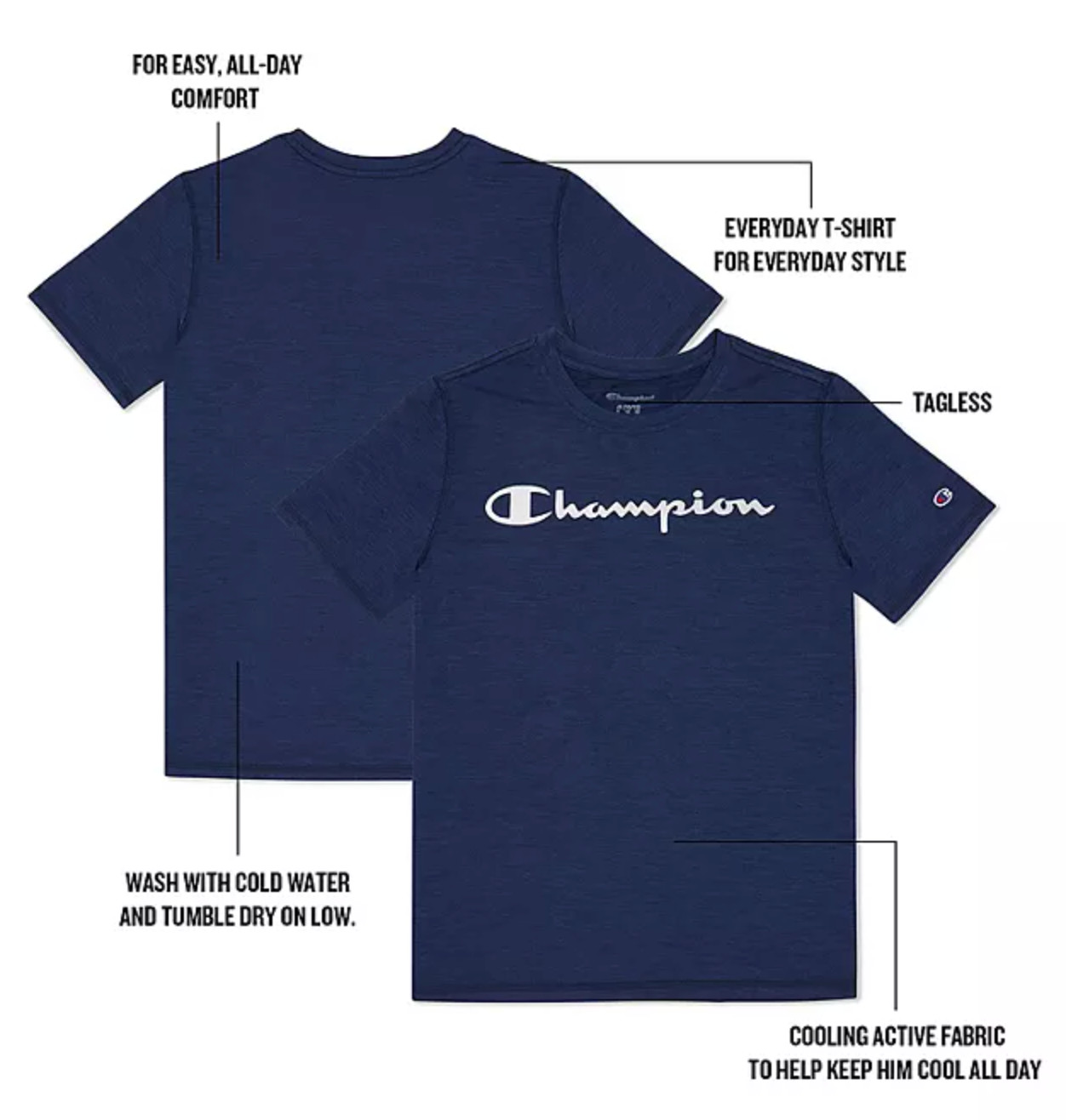 Champion Boys' Short-Sleeve Everyday Graphic Tees, Pack of 2