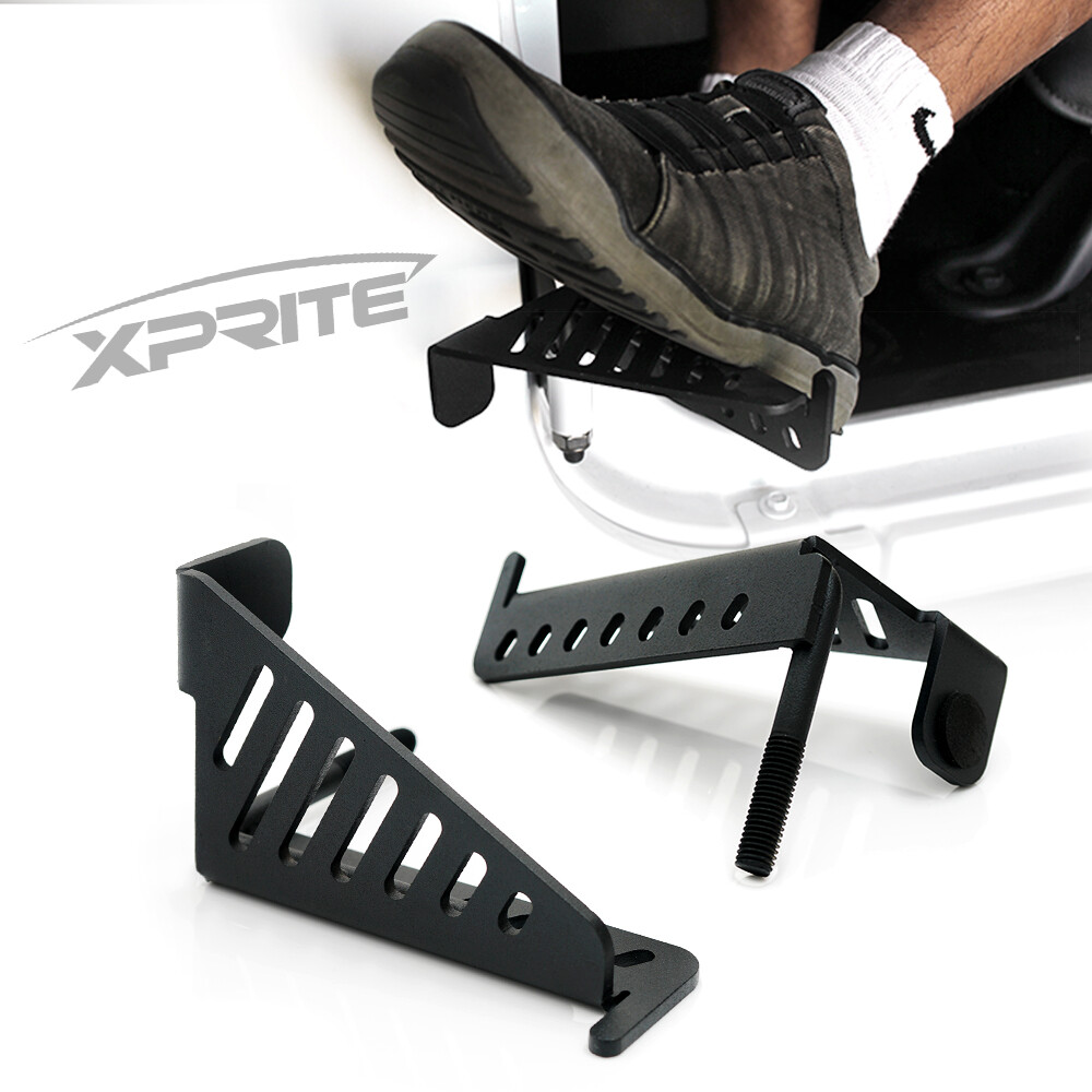 Black Steel Exterior Door Hinge Front Foot Pegs Rest for 07-18 Jeep Wrangler JK