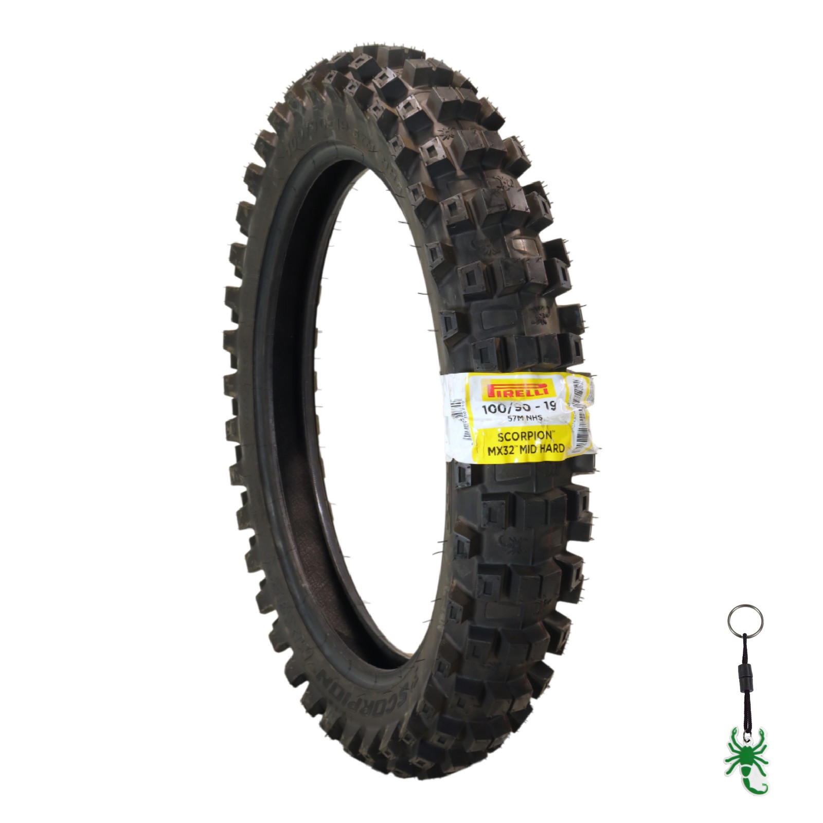 Pirelli Scorpion MX 32 Mid Hard 110/90-19 Rear Dirt Bike Tire with Keychain