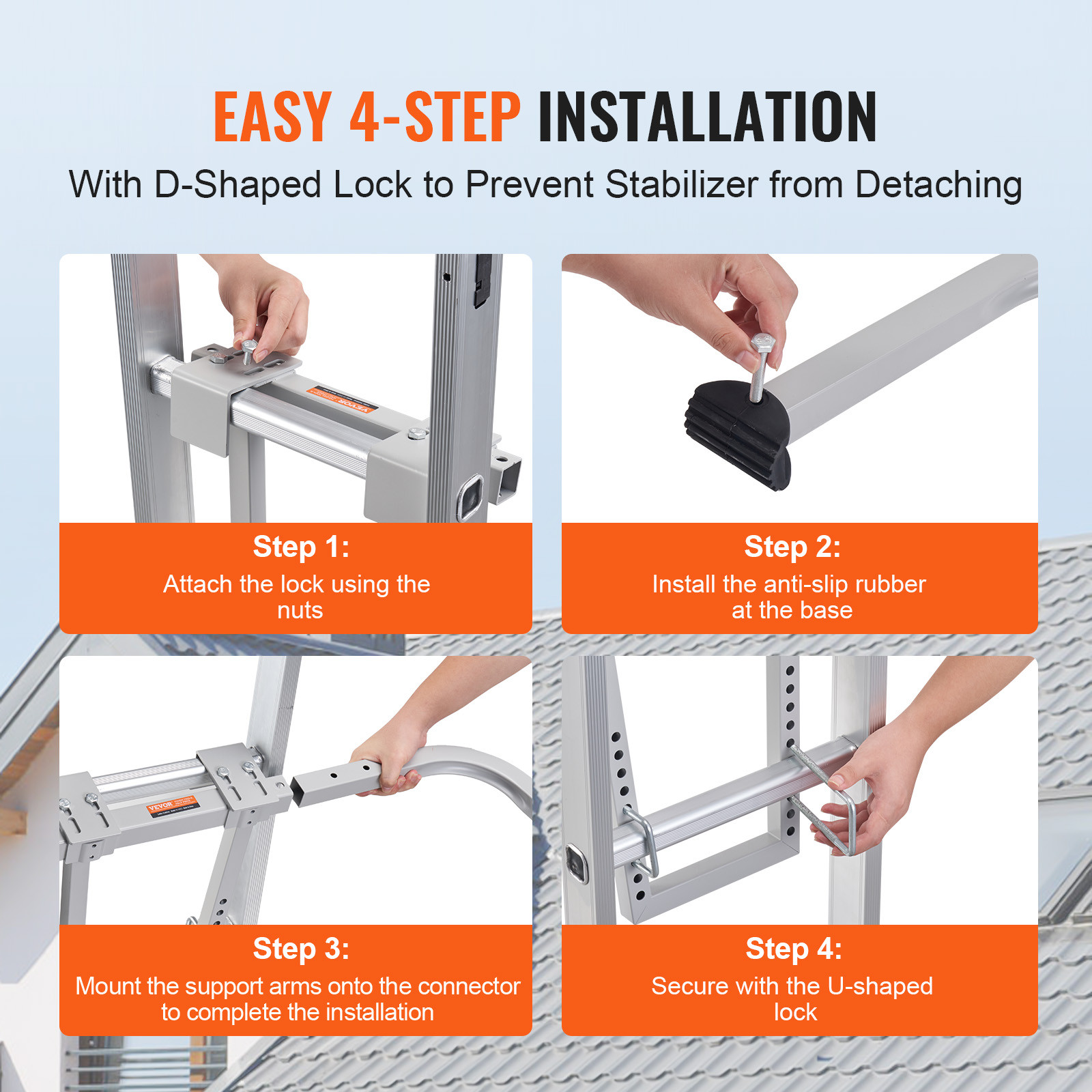 Ladder Stabilizer with Wing Span Heavy Duty Steel Roof Hook Stabilizer