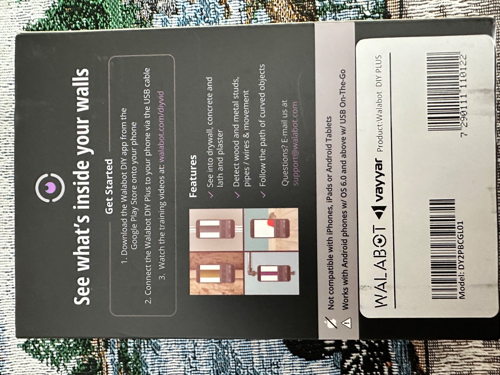 Walabot DIY PLUS Wall Scanner Portable Detects Studs Pipes Wires Multi-Wall