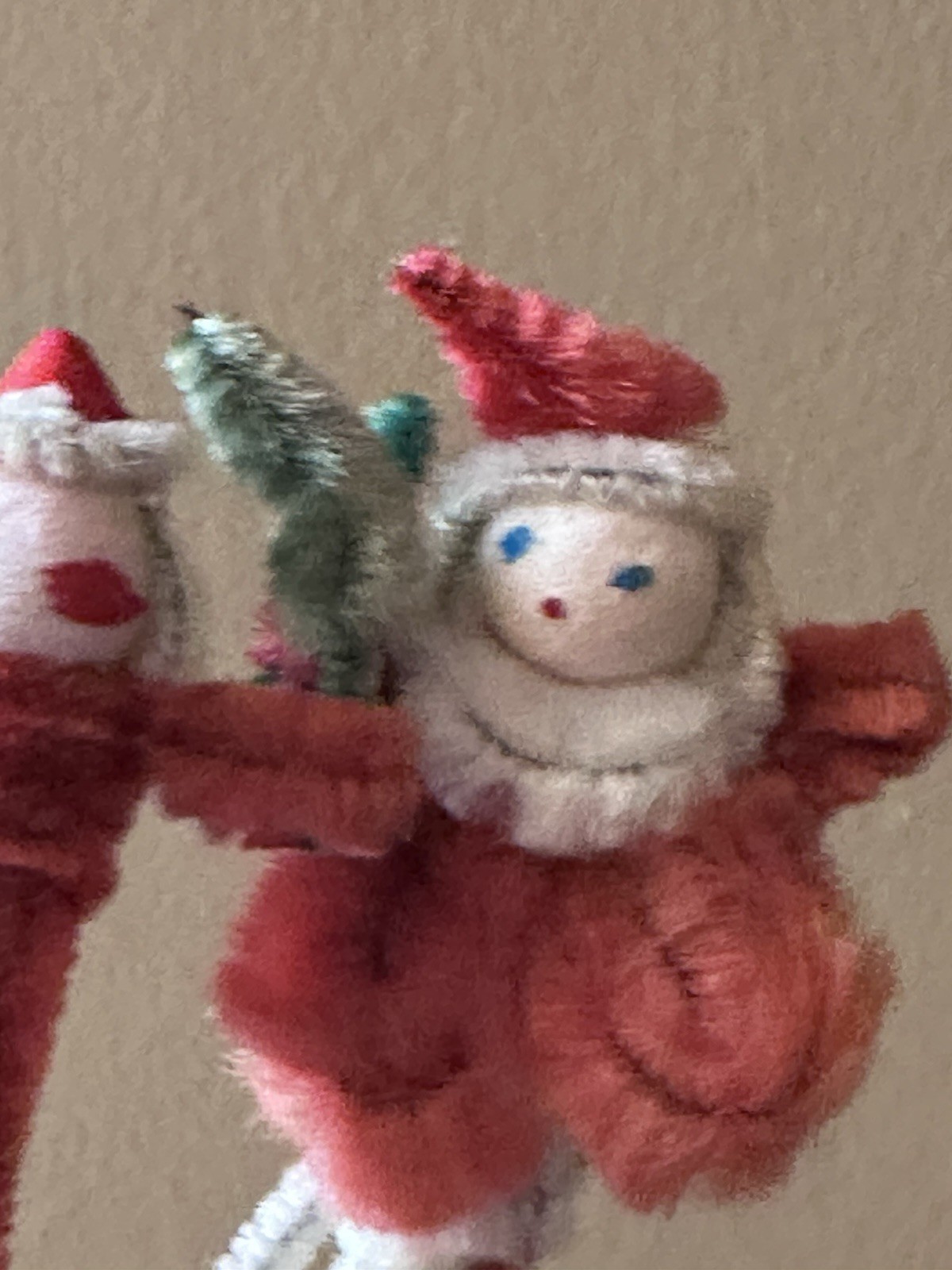 Bundle of rare Santa Claus Elfs Christmas Spun Cotton Heads Chenille Mid Century