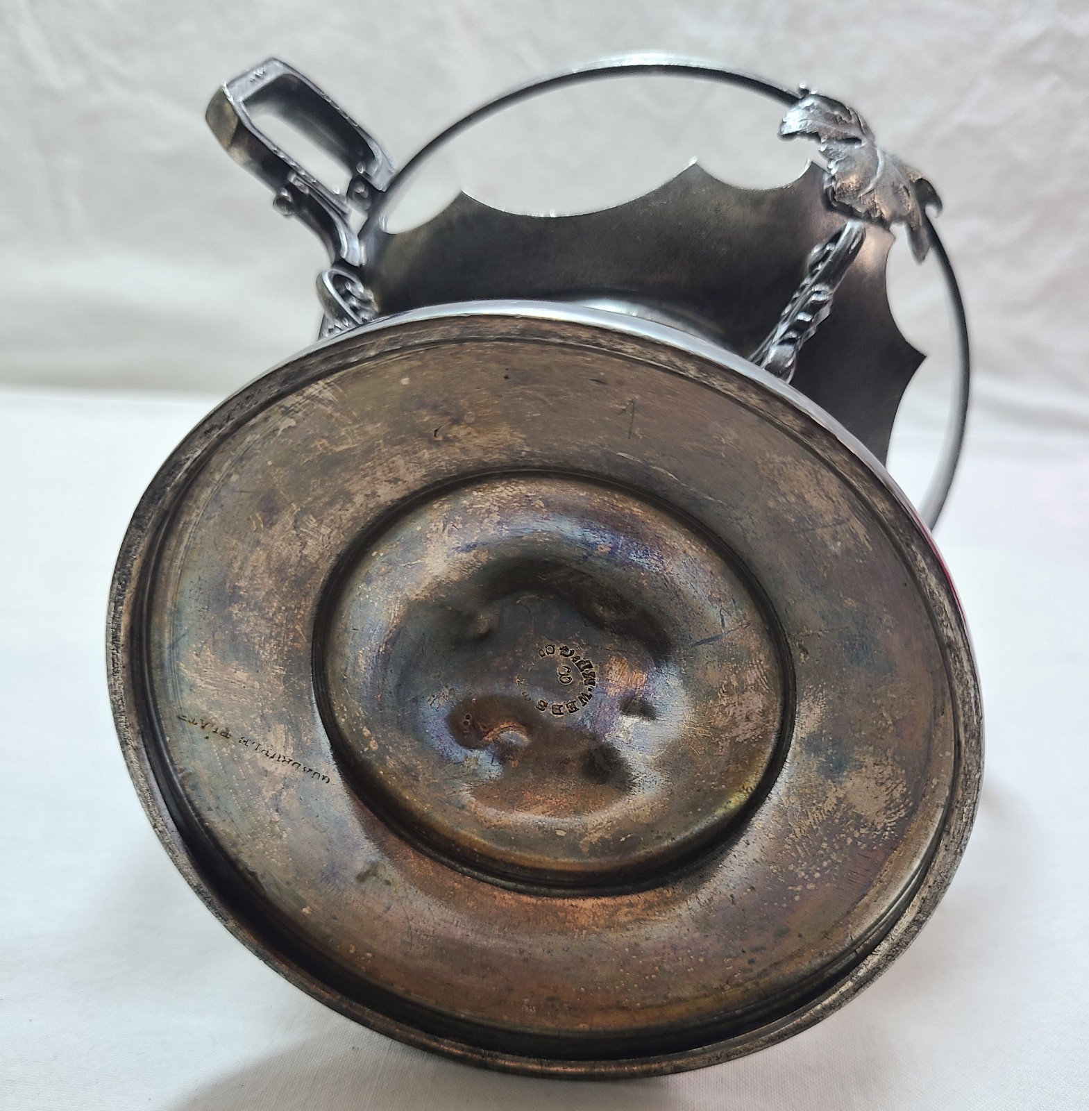 Antique Webster Silverplate Cranberry Thumbprint Glass Candy Dish Lid Victorian