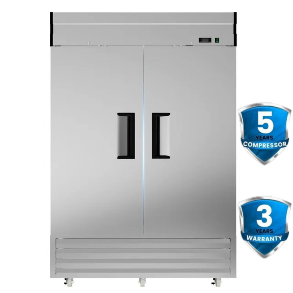 New 54'' Reach-In Commercial Refrigerator Stainless Steel 2 Solid Doors 49 Cu.Ft
