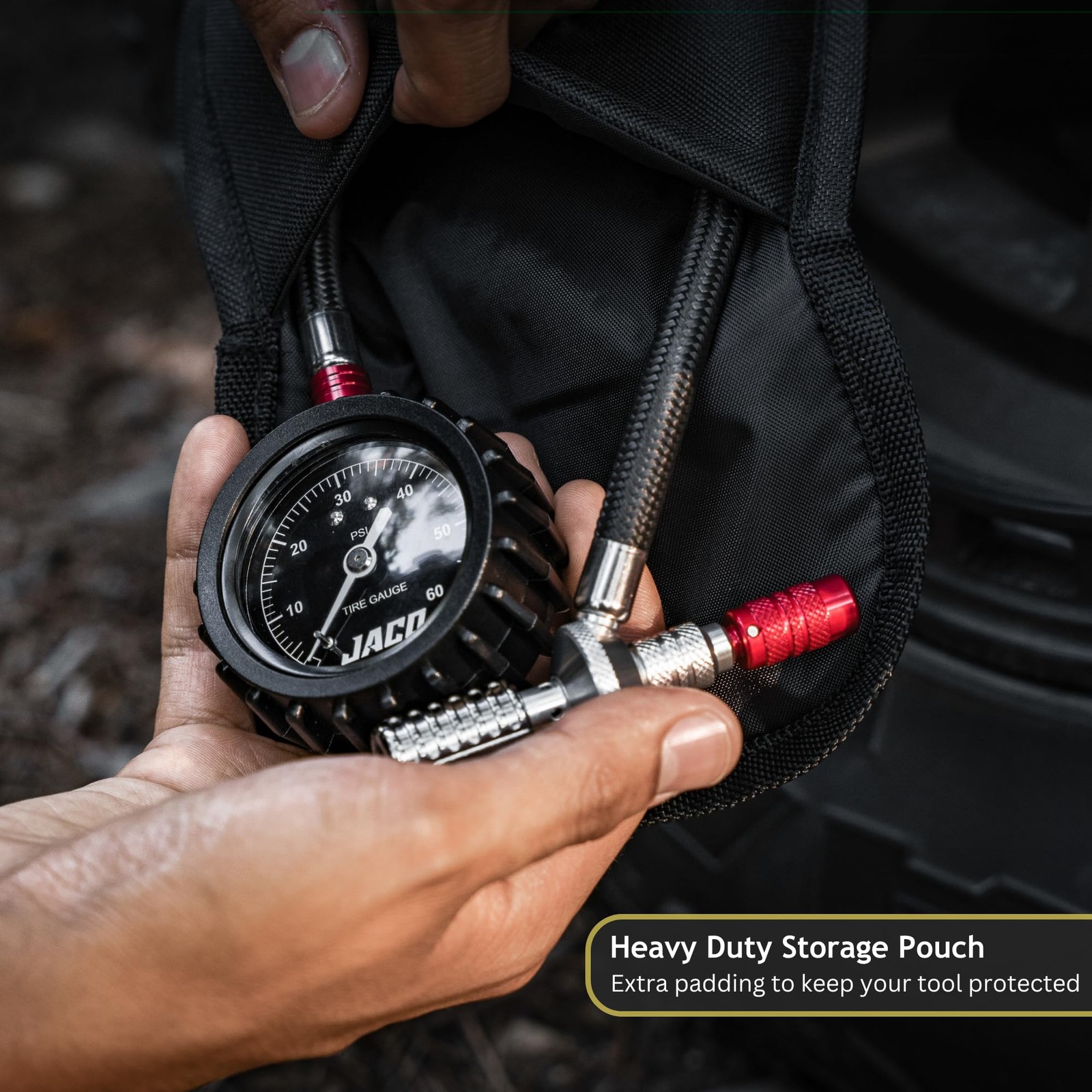 JACO Lightning RX4 Tire Deflator with Gauge | Rapid Quick-Connect Off Road...