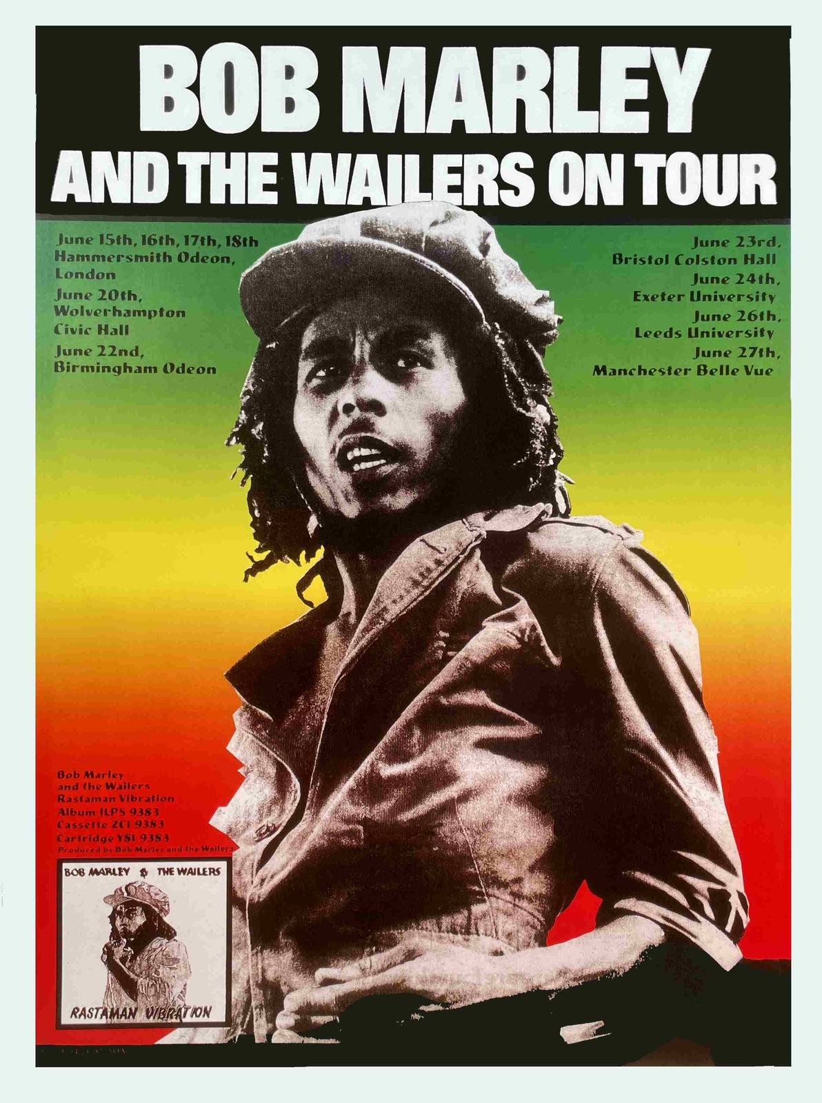 BOB MARLEY AND THE WAILERS ON TOUR United Kingdom 1976 by Bob Masse Includes COA