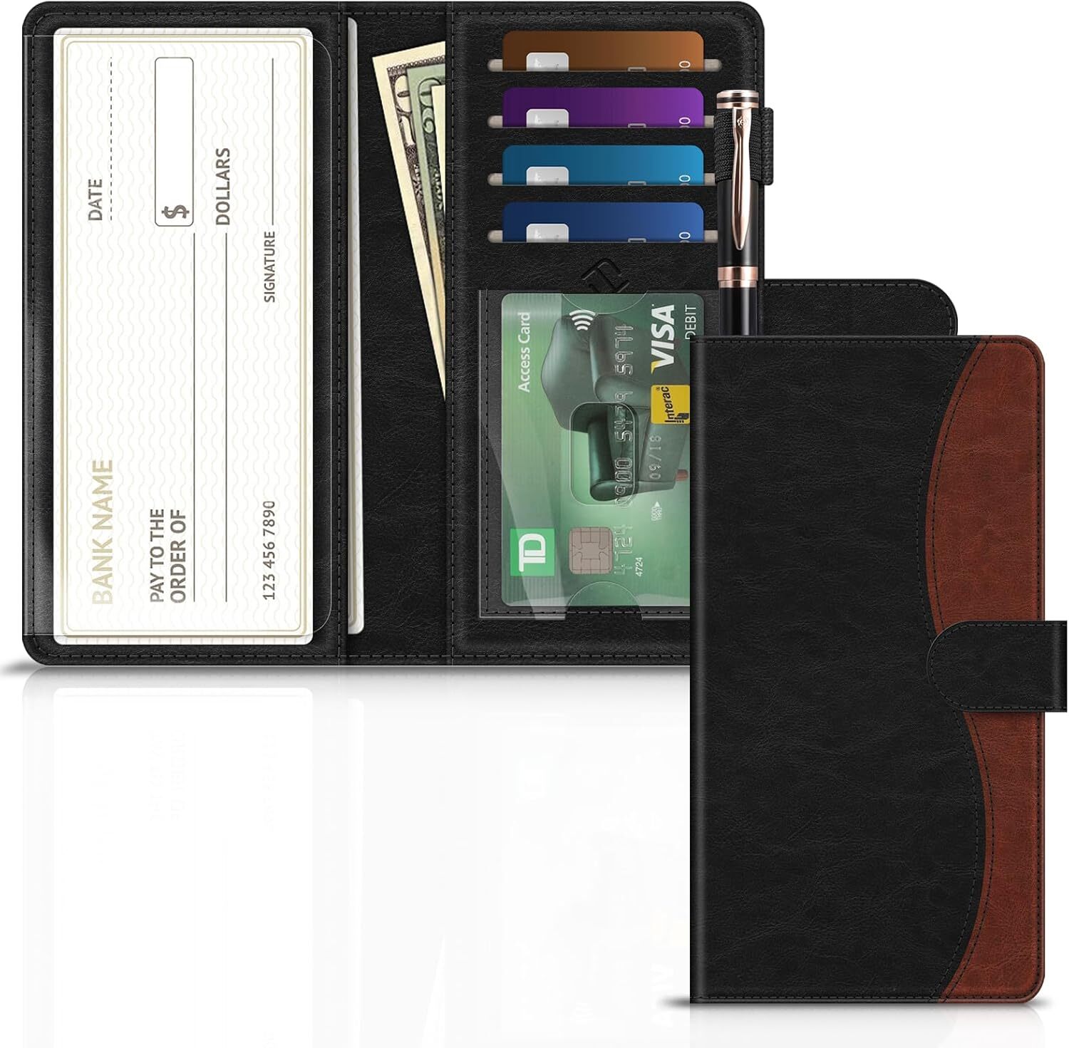 RFID Blocking Checkbook Cover for Personal Checkbook Big Capacity Standard Cover