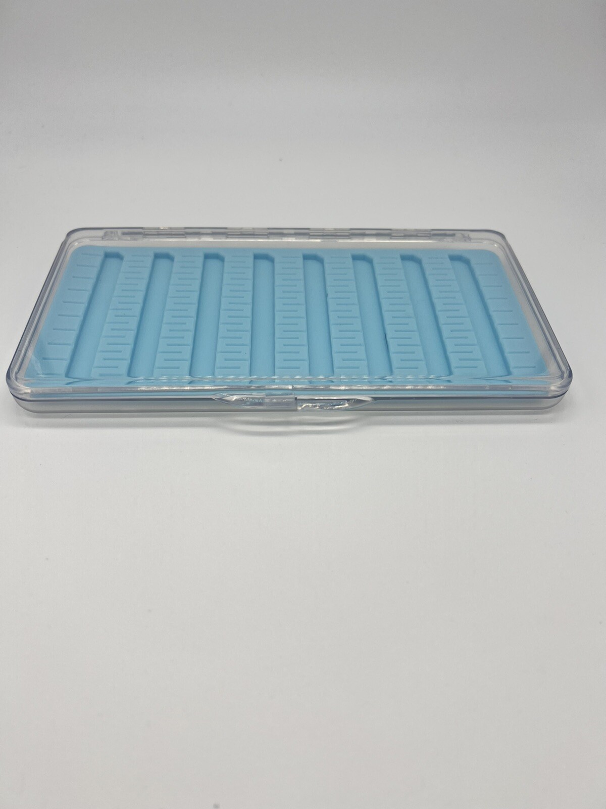 Large Thin Fly Box Silicone Slits, Clear Lid Horizontal or Vertical, Rainbow