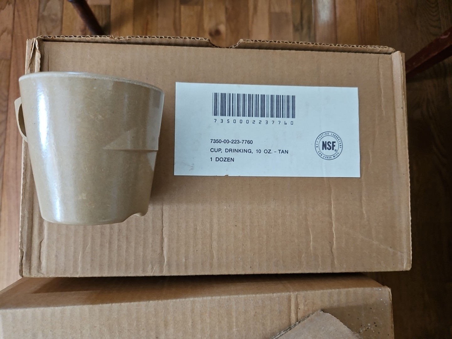 Box of 12 Halsey US Army 10 oz coffee mug tan military surplus mess cup