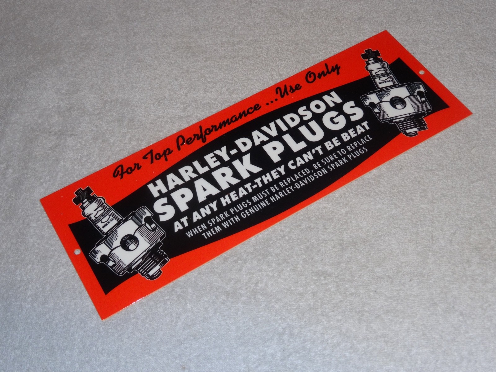 VINTAGE HARLEY DAVIDSON MOTORCYCLE SPARK PLUG PORCELAIN METAL GASOLINE OIL SIGN!