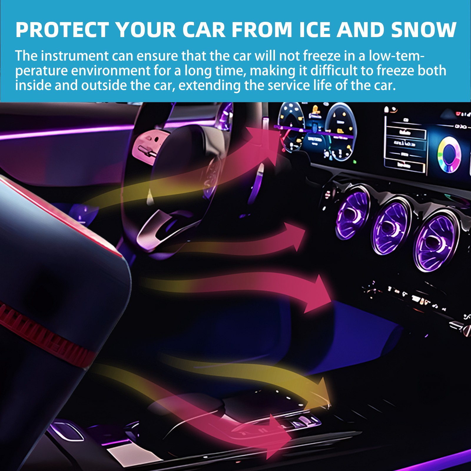 Car Windshield Defroster De-icer, Portable Heater for Quick Snow & Ice Removal