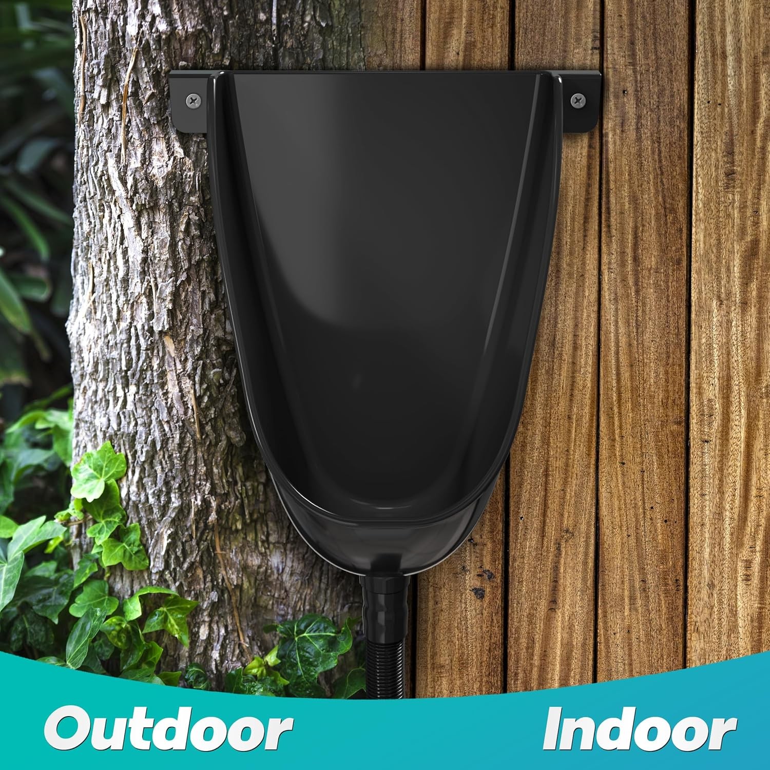 Waterless Urinal with Hose (Black) - UV Resistant Outside Urinal,Outdoor Plastic