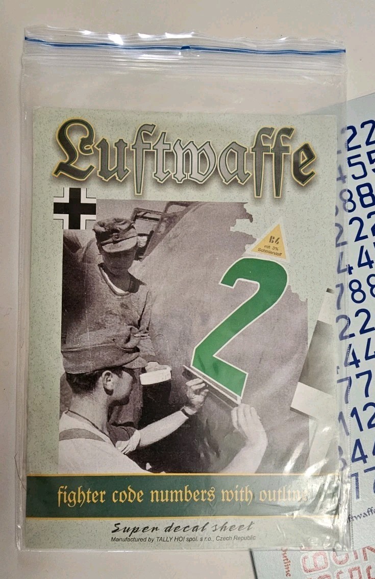 Tally Ho 48-027 Luftwaffe Code Numbers w/ Outline - 1:48, 8 Sheets, 7 Colors