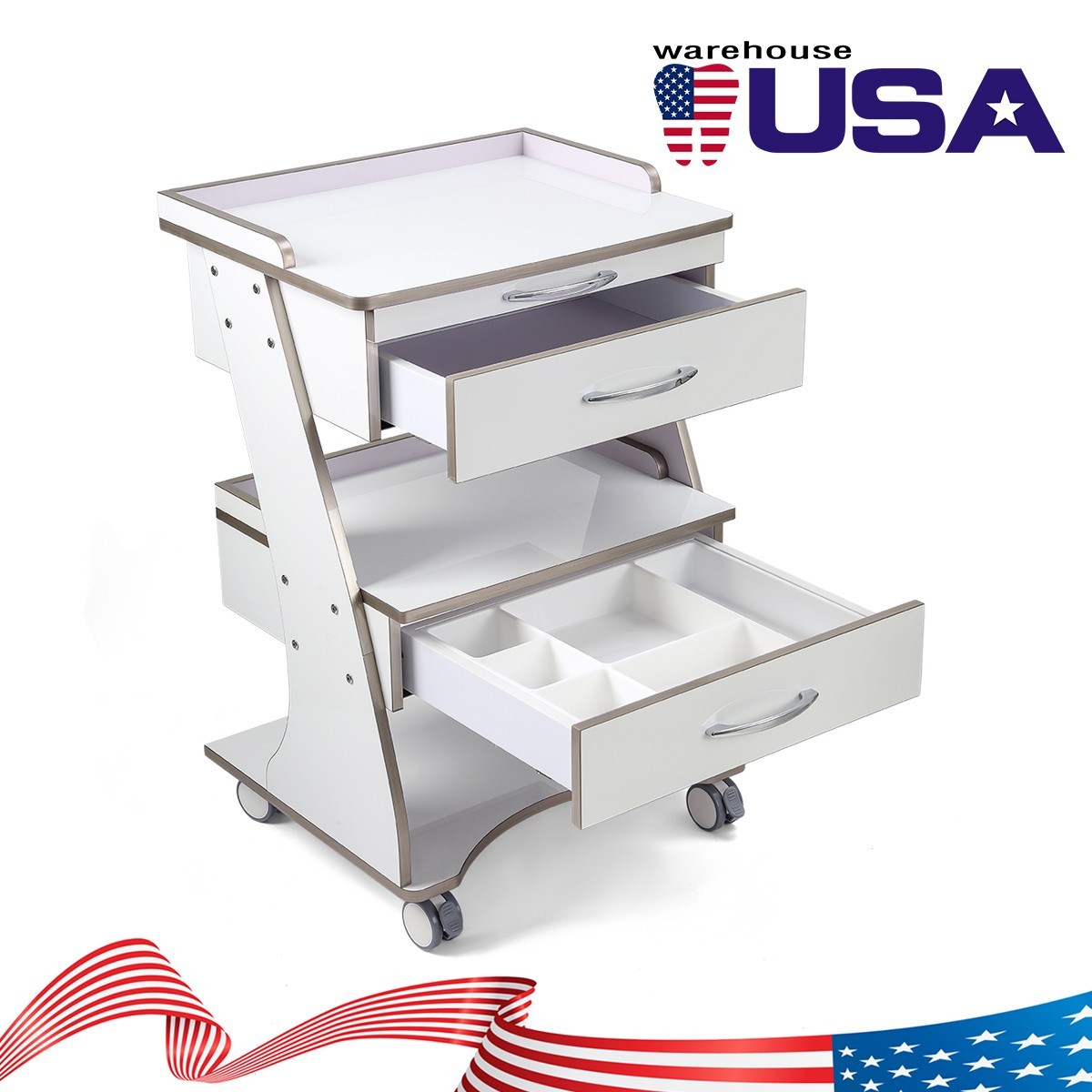 Dental Médico Carro Mueble de Almacenamiento con Cajones y Toma de Corriente