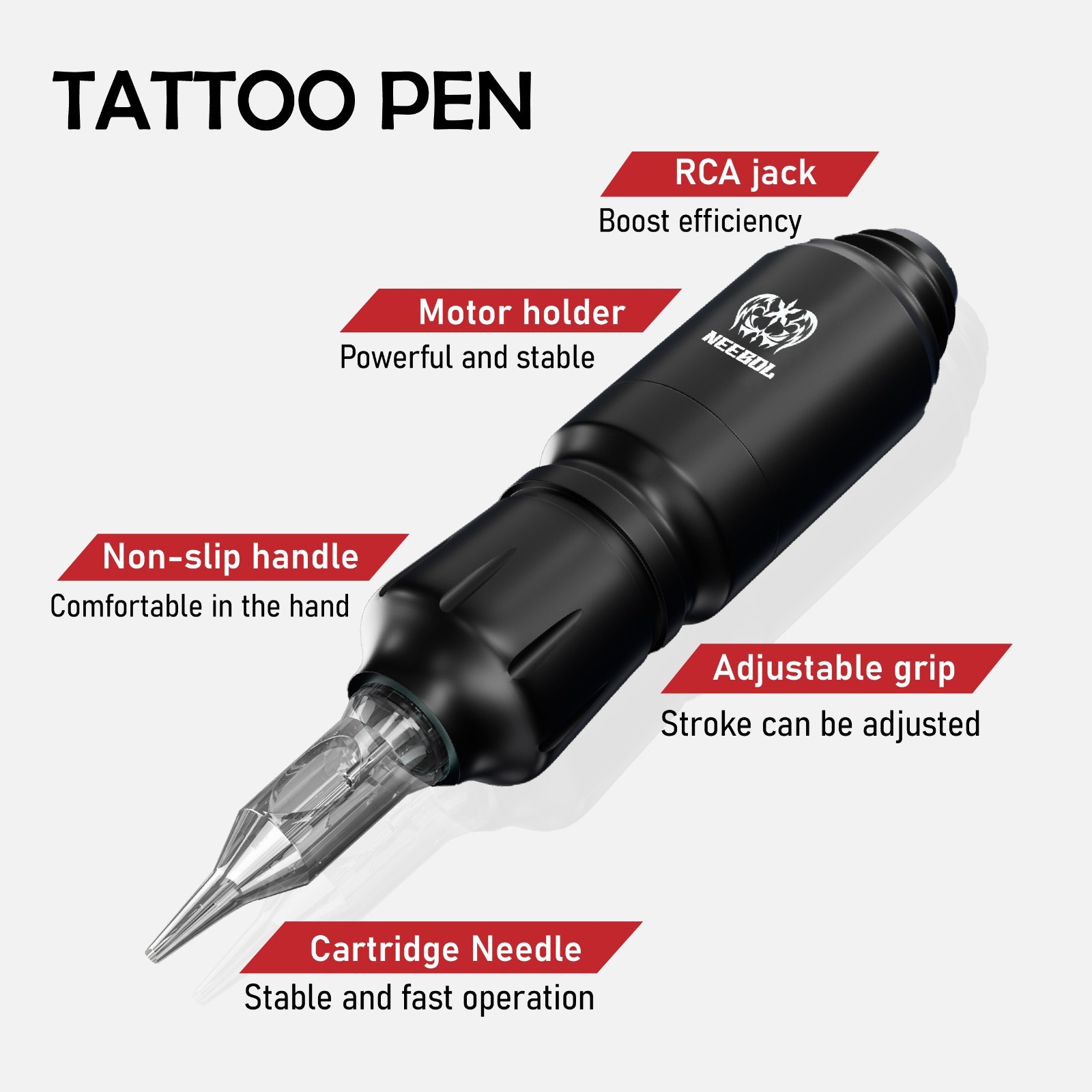 Wireless Tattoo Pen Machine Complet Kit with 1500mAh Power Supply 20Pcs Needles