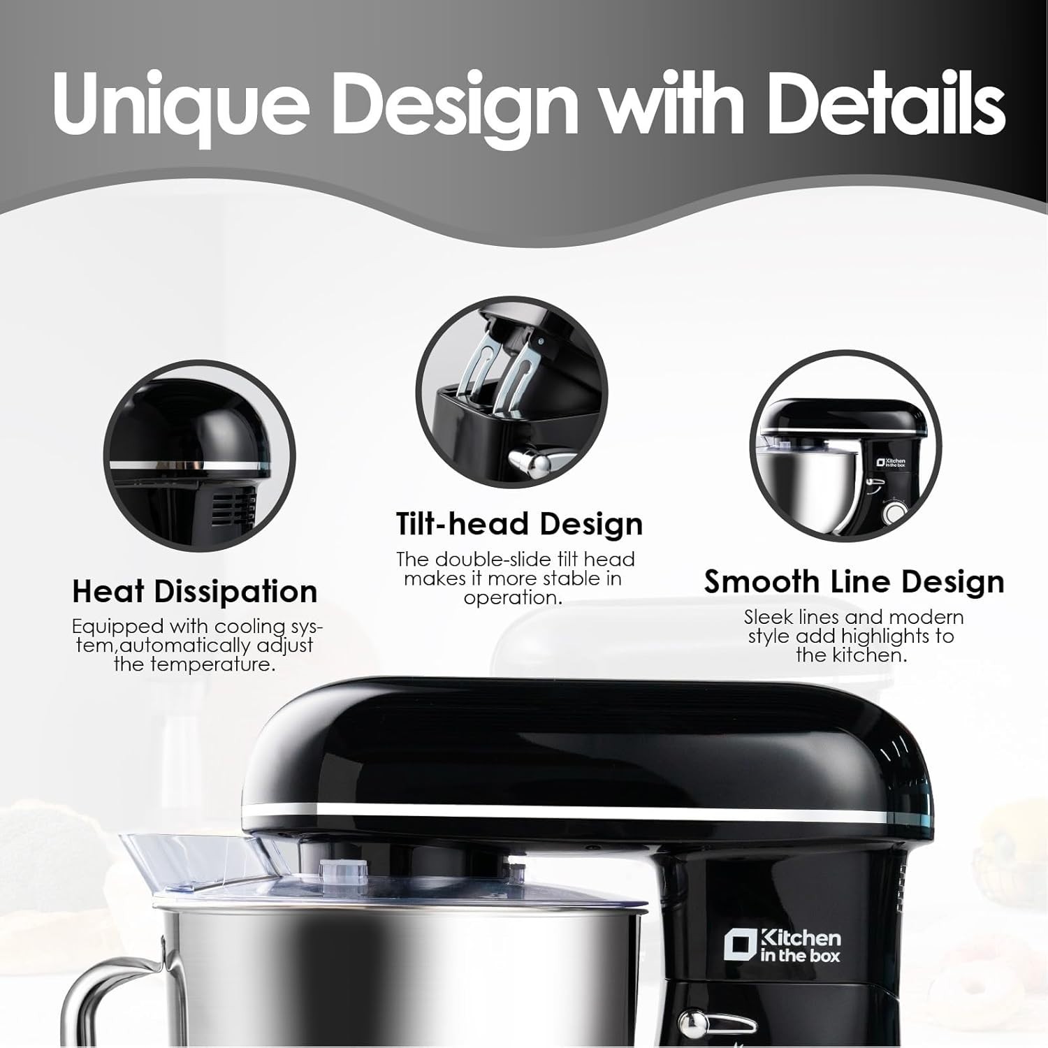 Kitchen in the box Stand Mixer 8.5QT 900W Heavy 6-Speed Stainless Steel