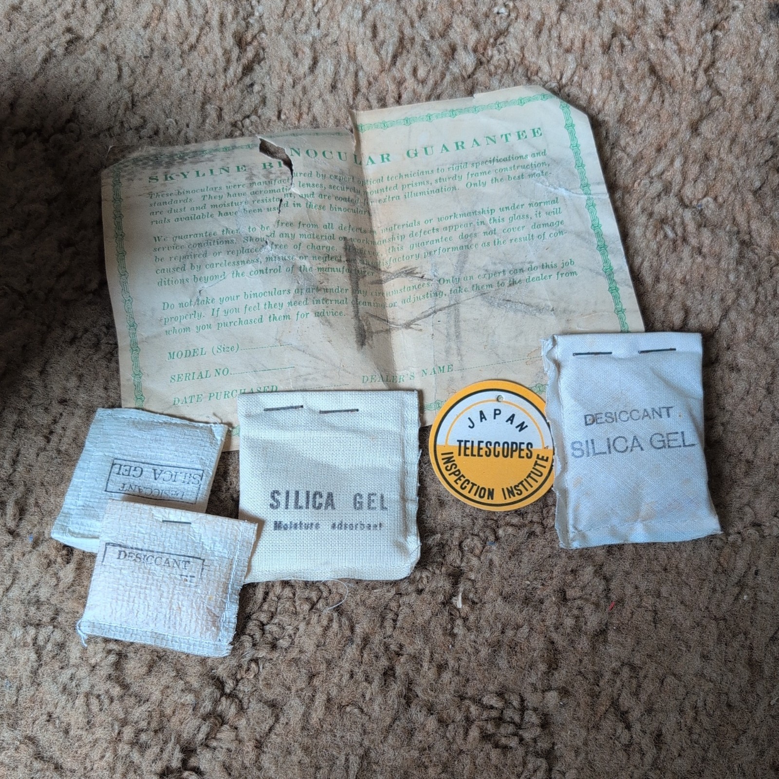 Japan Antique Vintage SKYLINE 7x35 Binoculars Leather Case Original Box extras