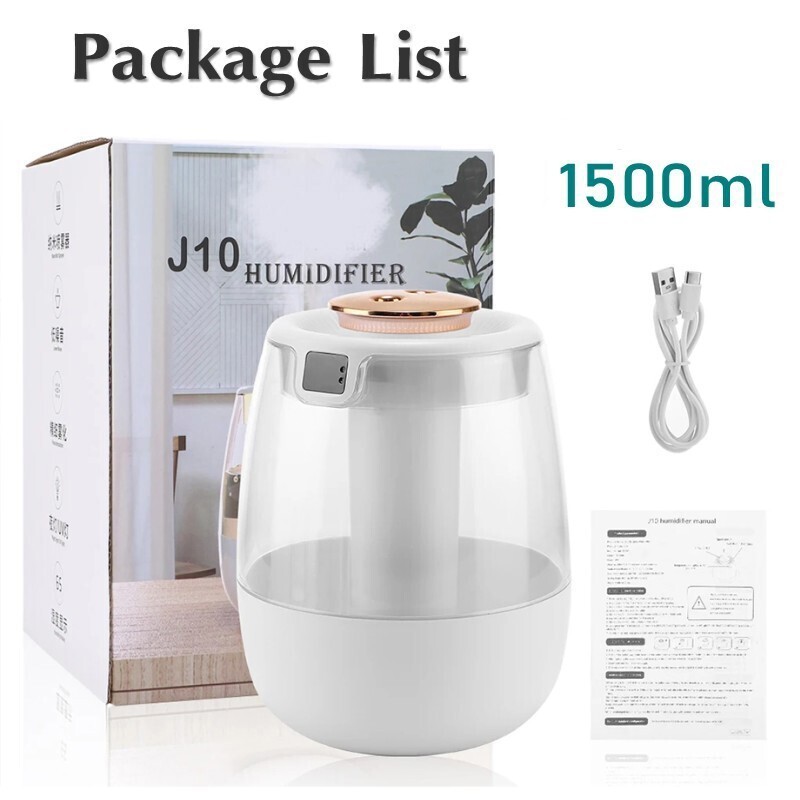 1.5L Humidifiers for Bedroom Ultrasonic Warm & Cool Mist LED Humidifier Top Fill