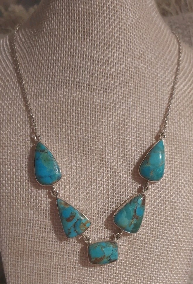 New Sterling Silver & Mojave Turquoise Necklace