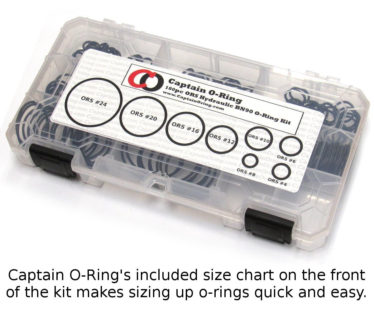 Captain O-Ring ORS/ORFS Flat Face Hydraulic Oring Seal Kit (180pc, Buna 90)