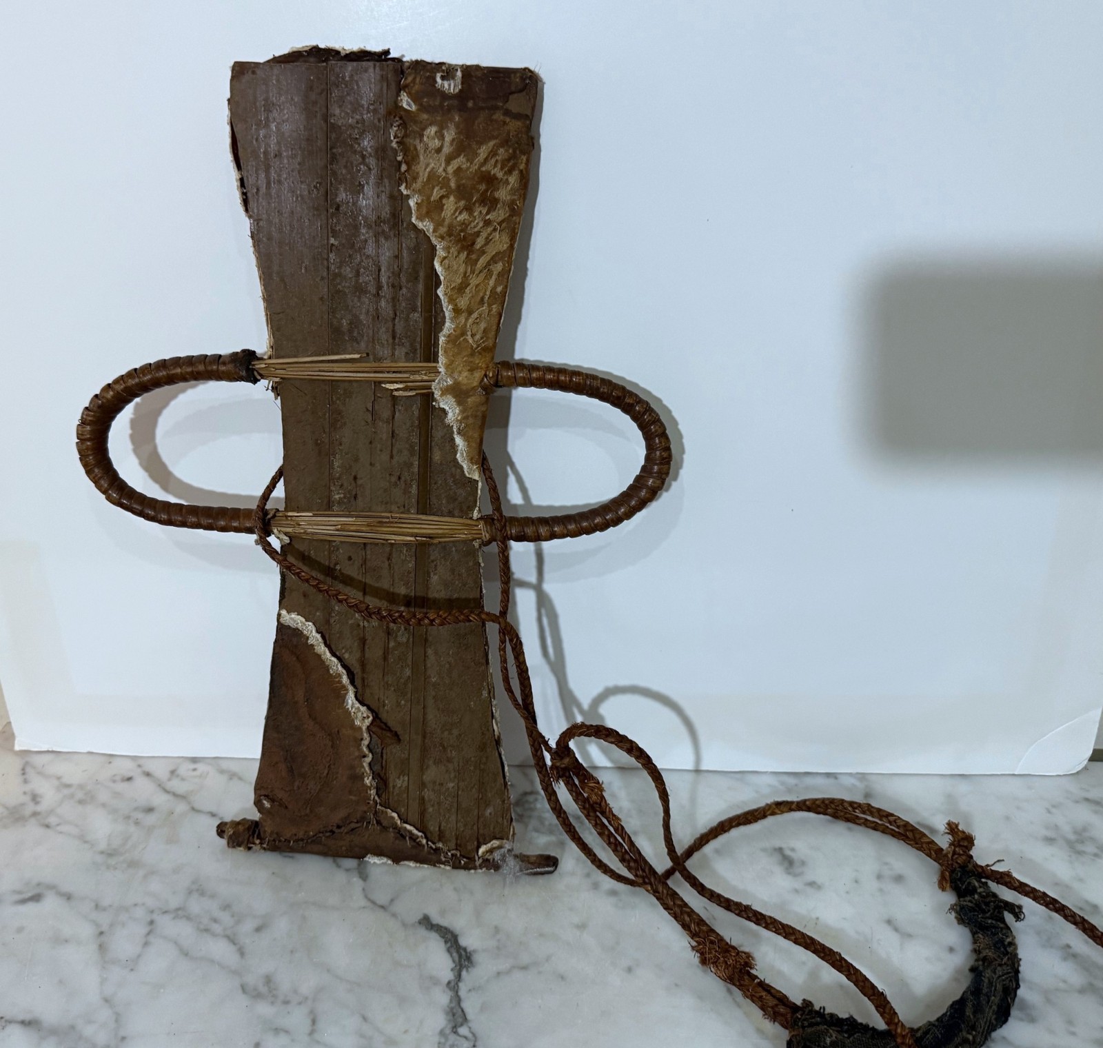 VINTAGE CAMEROON GRASSLAND ANIMAL SKIN COVERED TIKAR MACHETE SHEATH