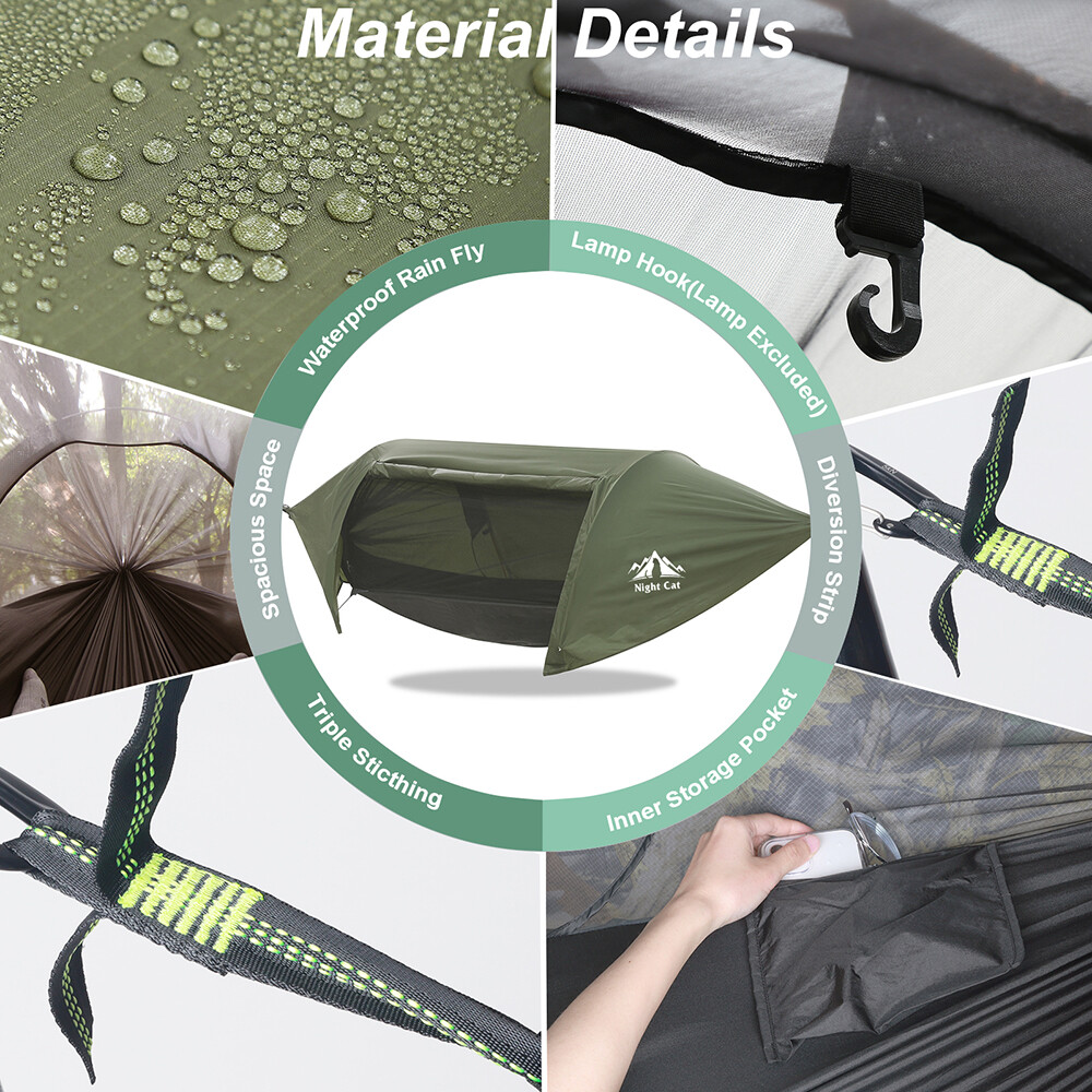 440lbs 1/2 Person Camping Hammock Tent Hanging Sleeping Bed with Mosquito Net US