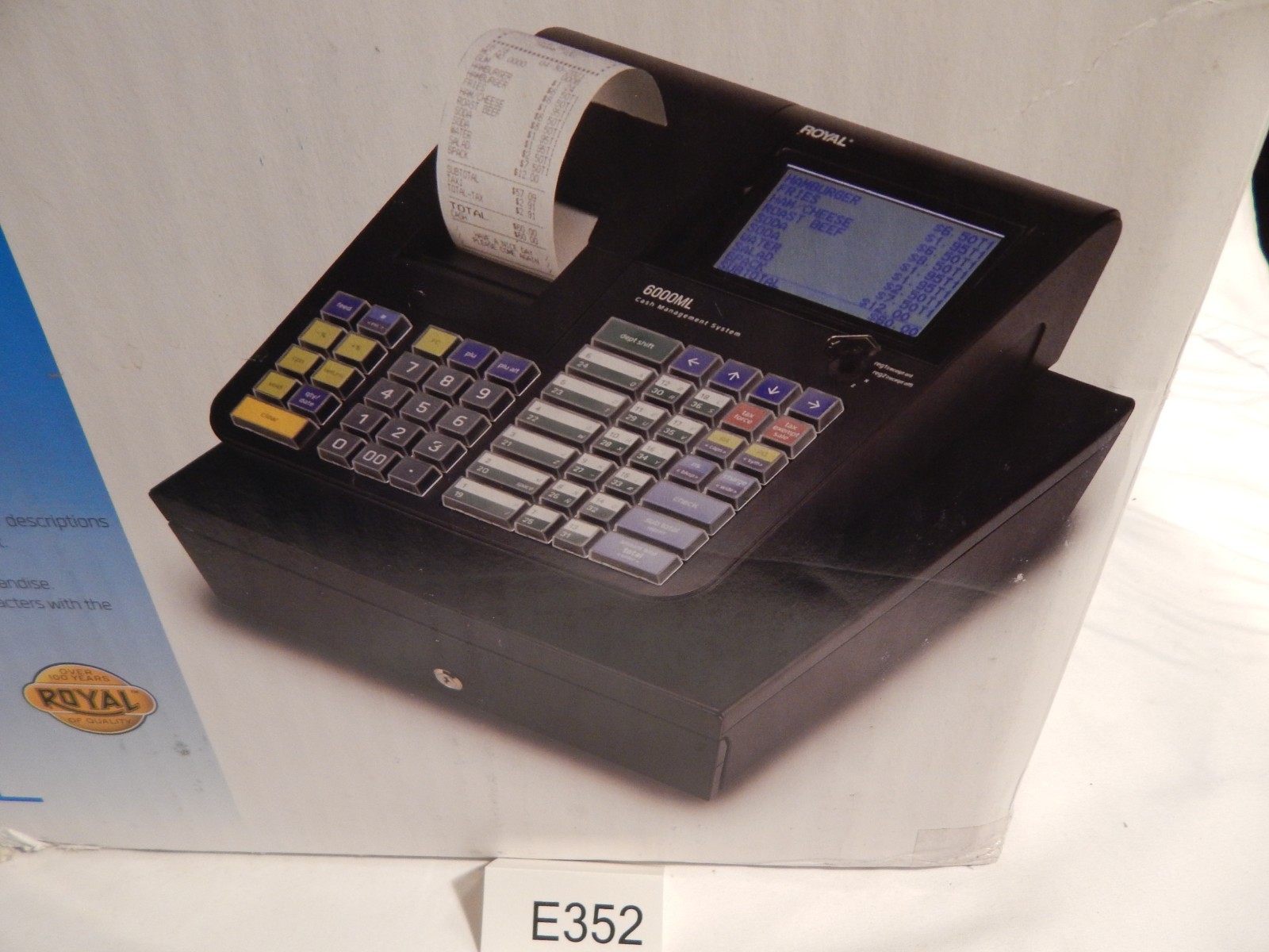 New! Royal 6000ML Black Electronic Cash Register, Thermal Printer, LCD Display