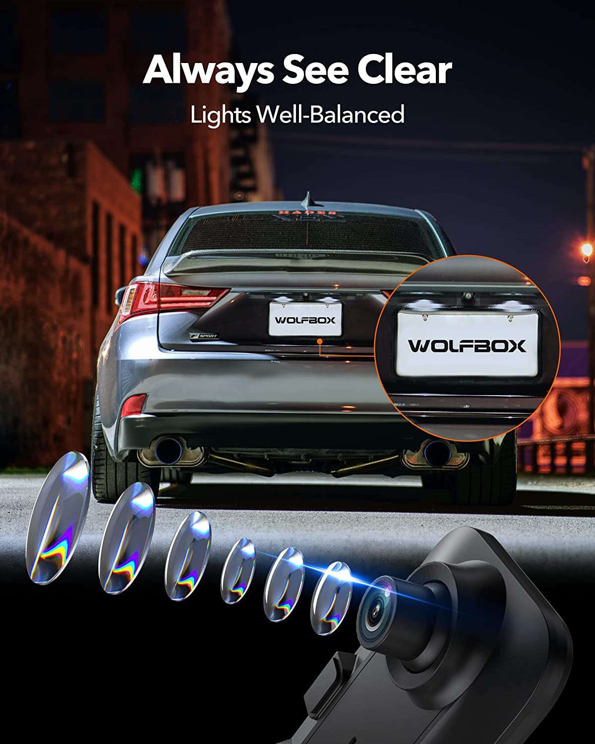 WOLFBOX G850 4K Dash Cam 12'' Dual Dash Cameras Mirror Cam Parking Monitoring