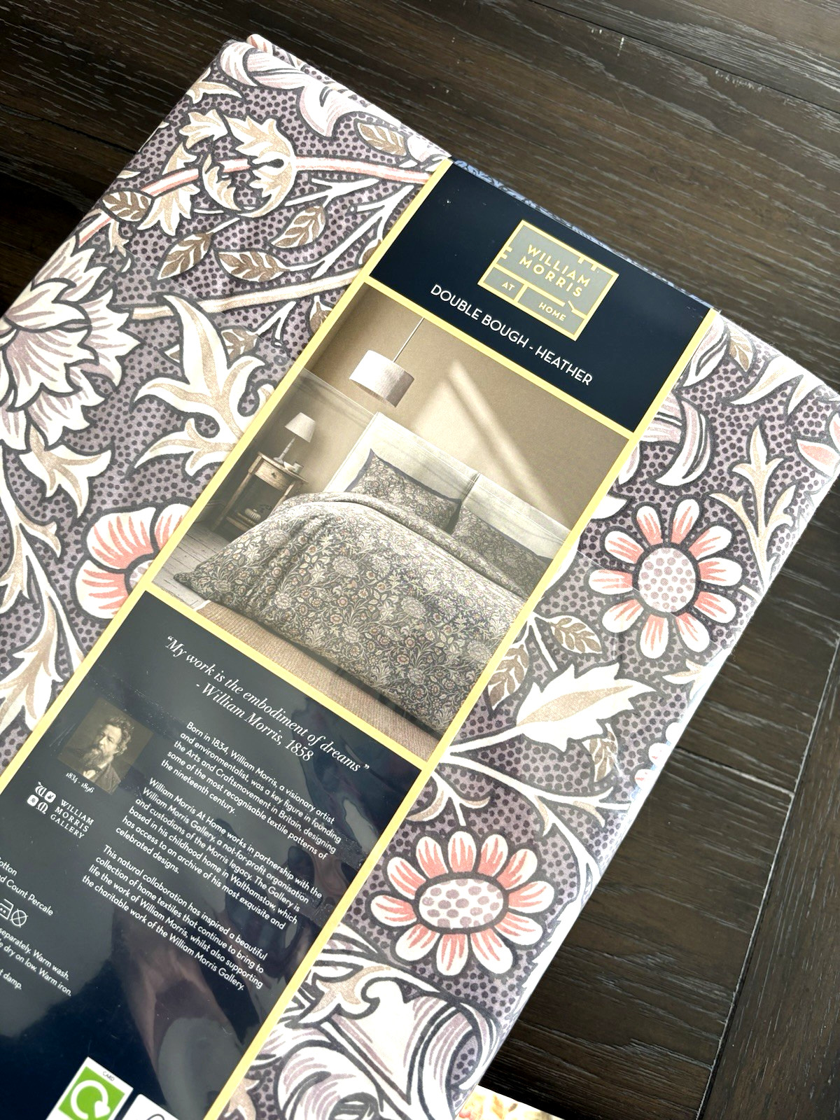 William MORRIS & CO King Duvet Set Double Bough Heather 100% Cotton Purple Pink