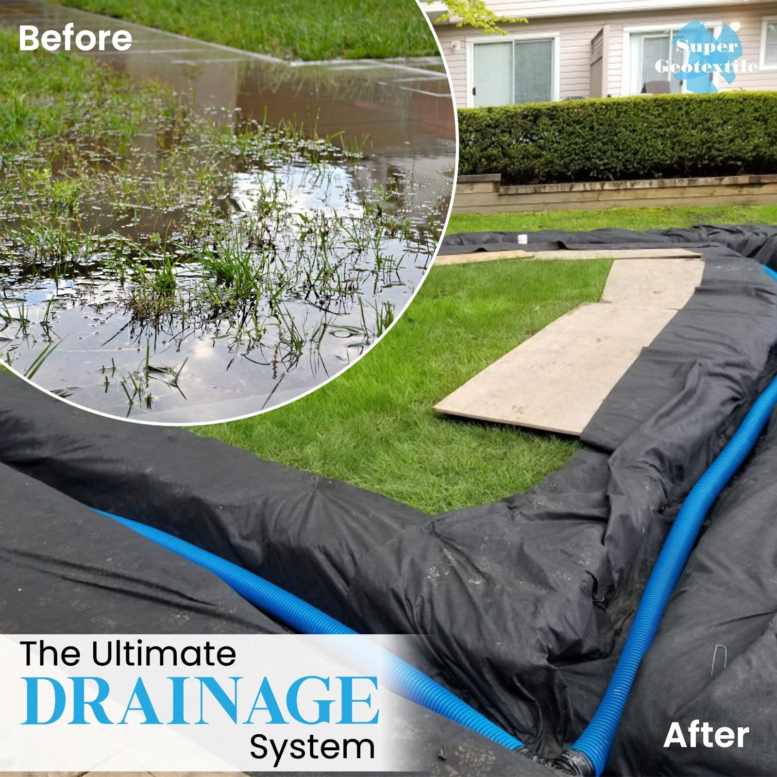 Super Geotextile Non Woven Geotextile Fabric- Landscaping Drainage Construction