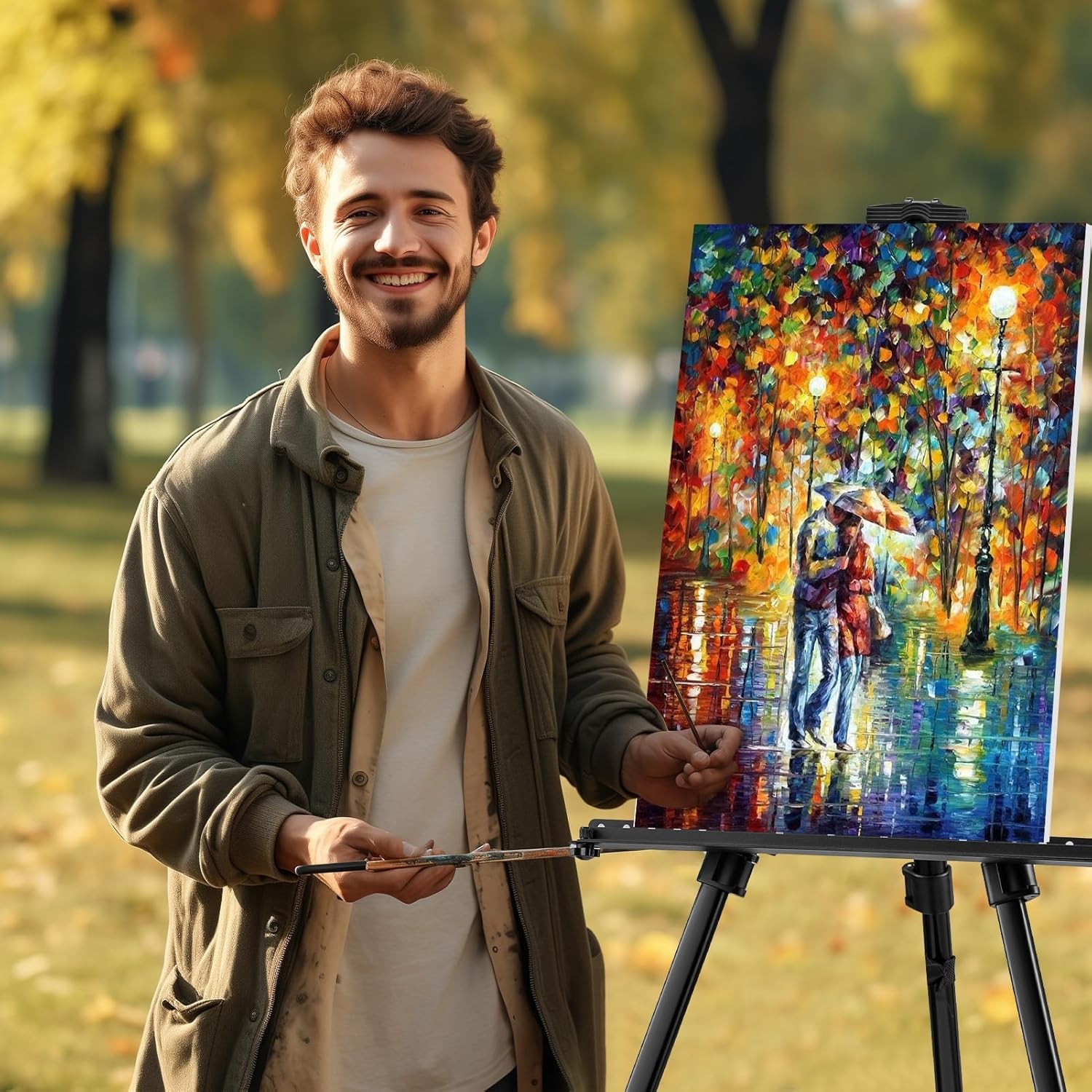 Art Easel for Painting and Display – Adjustable Floor 66 Inch Folding Aluminum