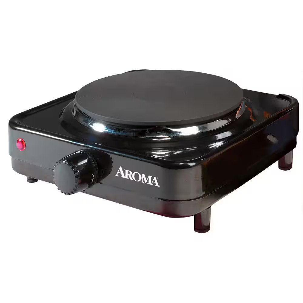 Single Burner 5.8 In. Black Diecast Hot Plate with Temperature Control