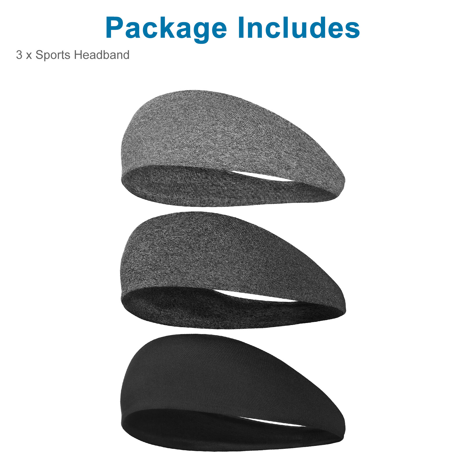 3PCS Men Women Sports Headband Anti-Sweat Band Running Yoga Stretch Head Bands