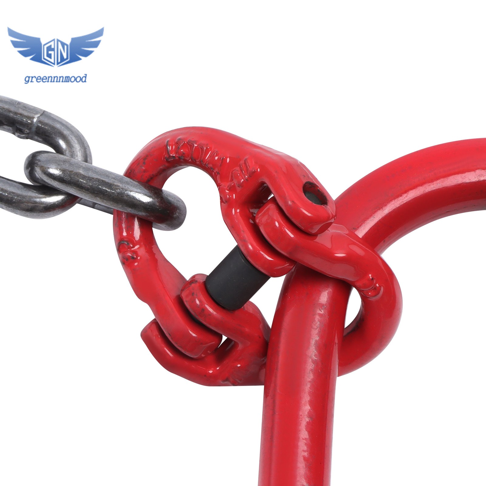 6600LBS Double Leg Chain Sling with Hooks, 5Ft 5/16" G80 Alloy Steel 2 Leg Red