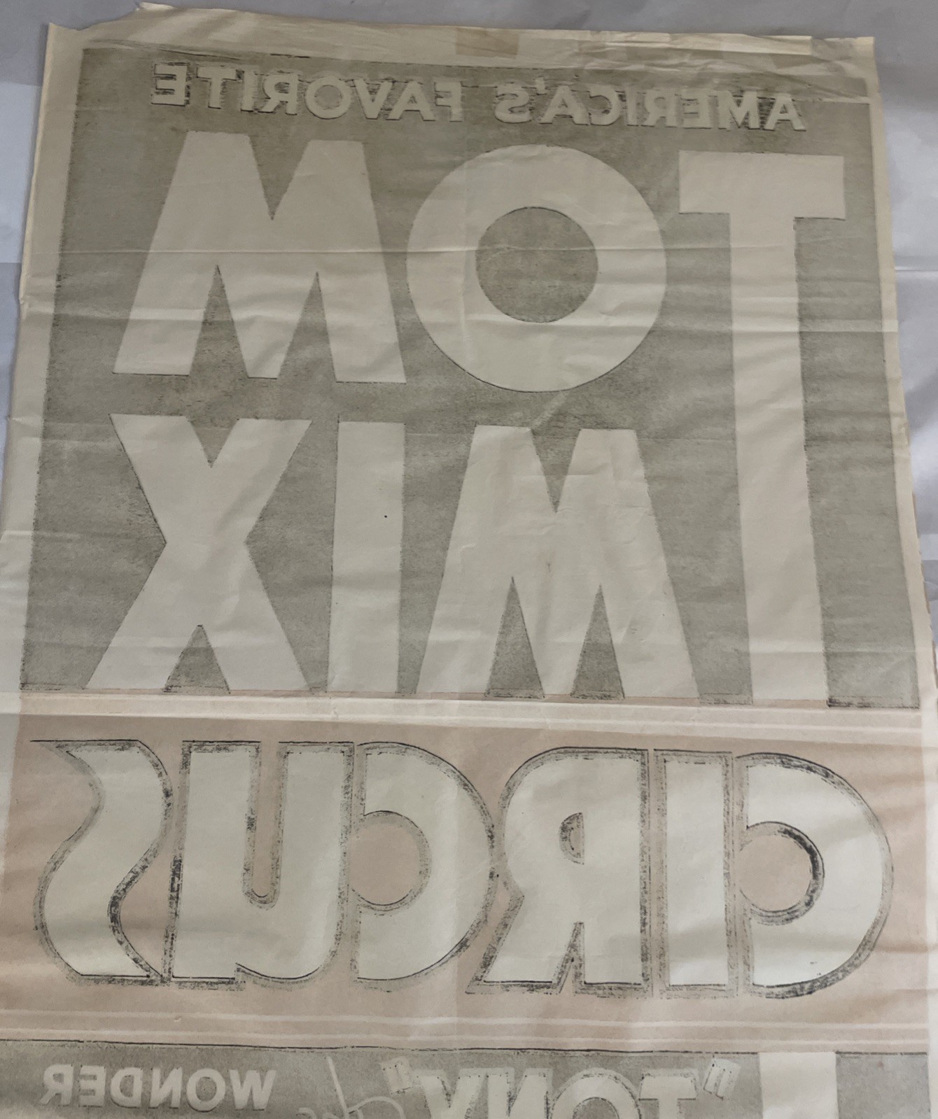 Vintage 35.5x21 Inch Tom Mix Circus Poster “Tony” The Wonder Horse Knoxville Ten