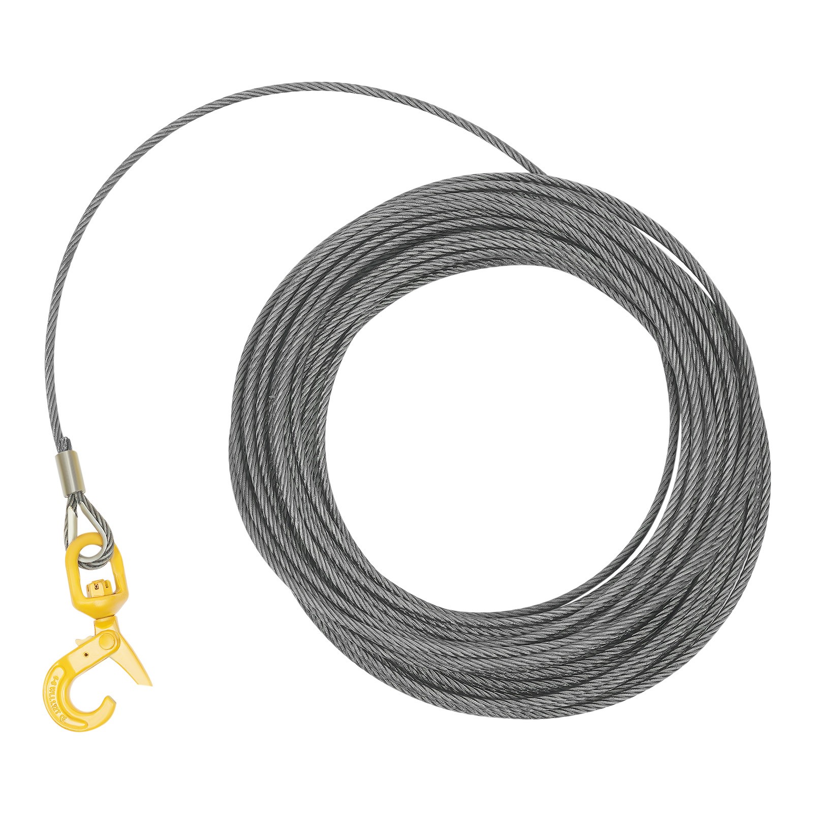 Winch Cable Carbon Steel Core Wire Rope 3/8"x150' 12566lb Self Lock Swivel Hook