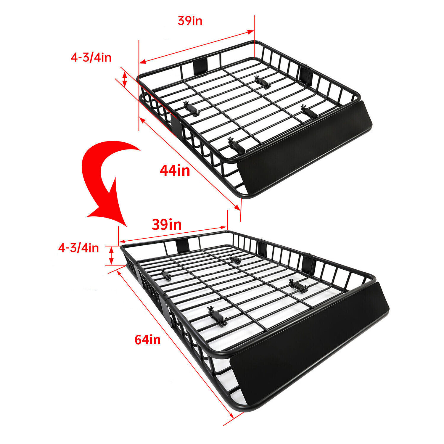 500LBS 64" Universal Roof Rack Steel Luggage Cargo Carrier Top Basket SUV Truck