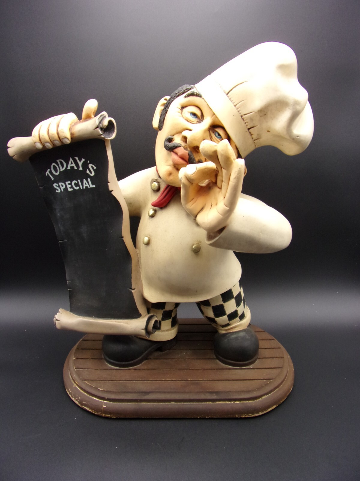 Italian Chef Menu Display Chalkboard Restaurant Pastry Cook Statue 18" Specials