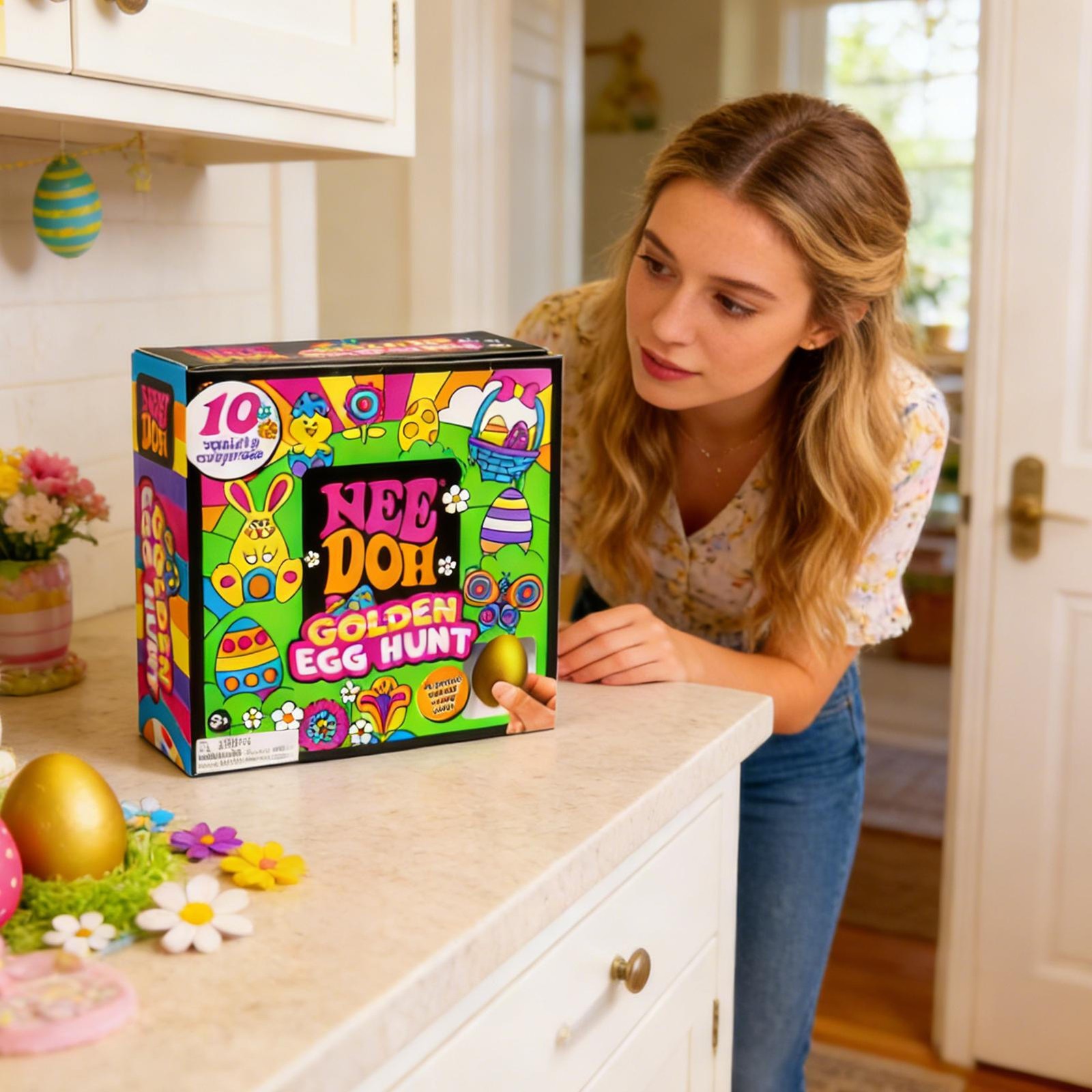 Nee Doh Easter Desk Decor Golden Egg Hunt Game Holiday Collectibles