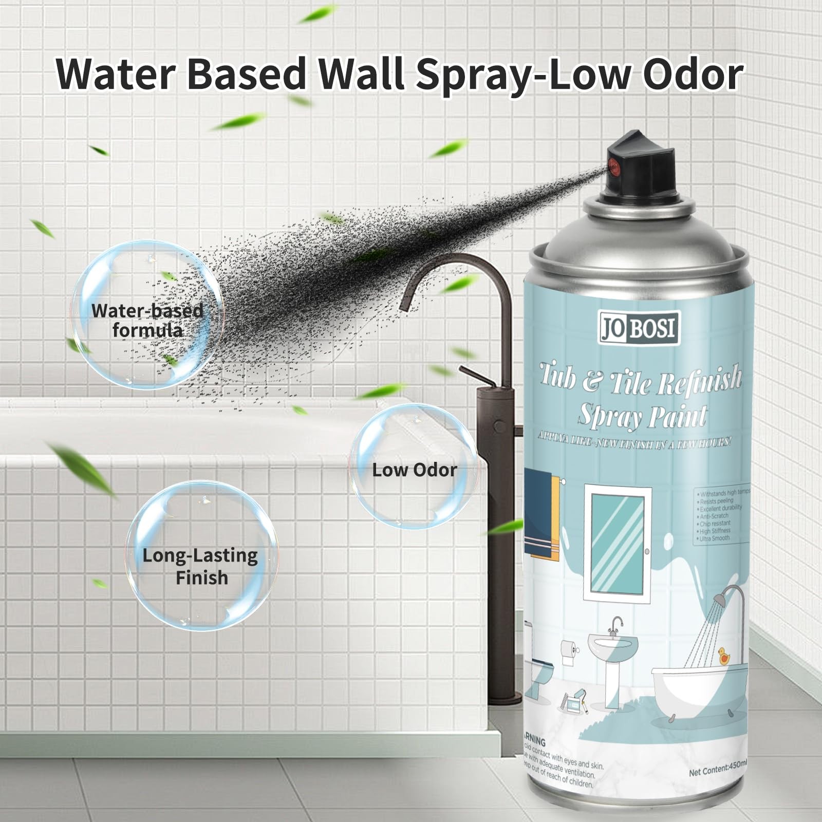 Bathtub and Tiles Paint 16Oz black for Kitchen Countertops washbasin