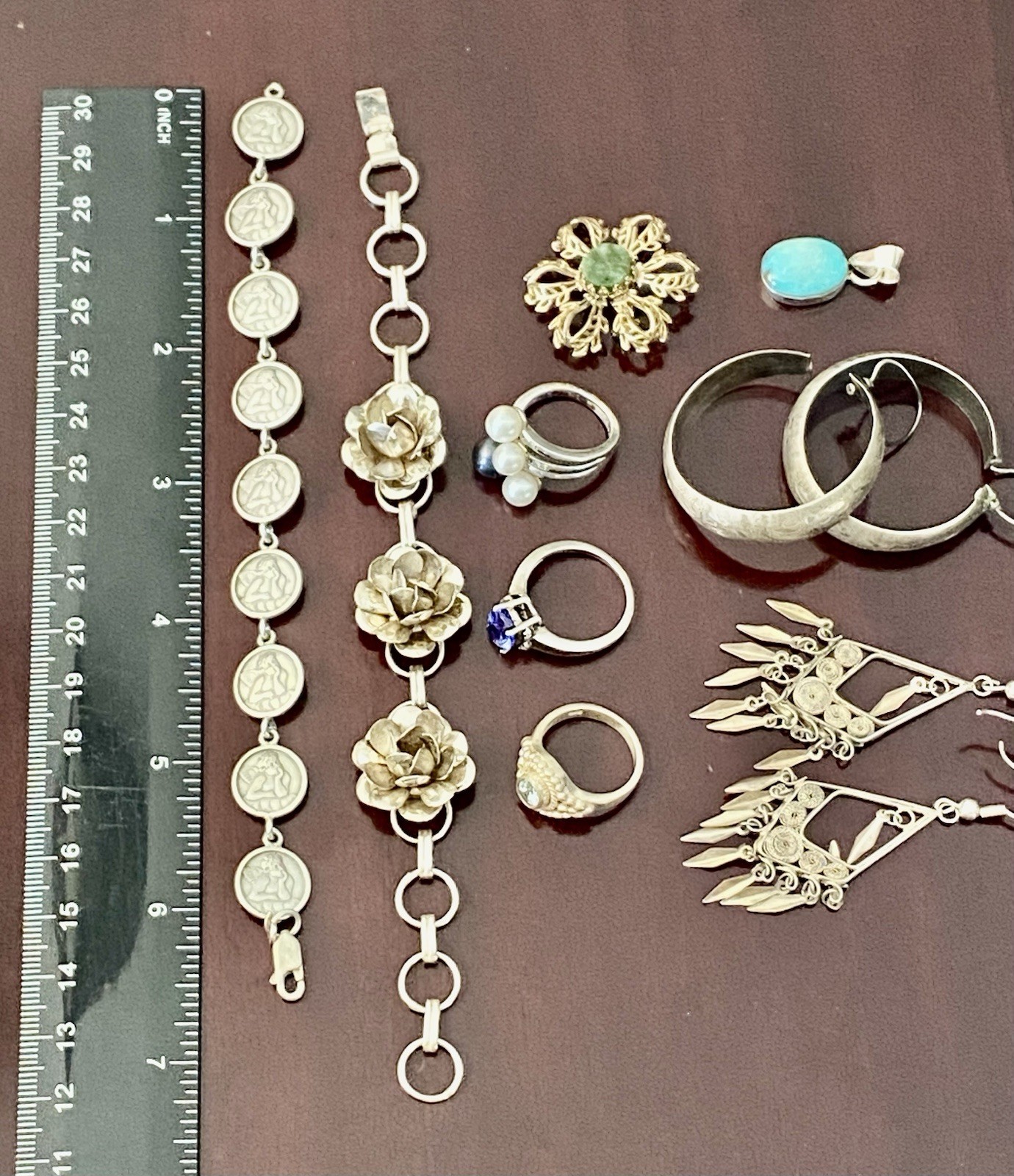 59 grams Sterling Silver Lot 925 Jewelry Rings Bracelets Pendant Earrings