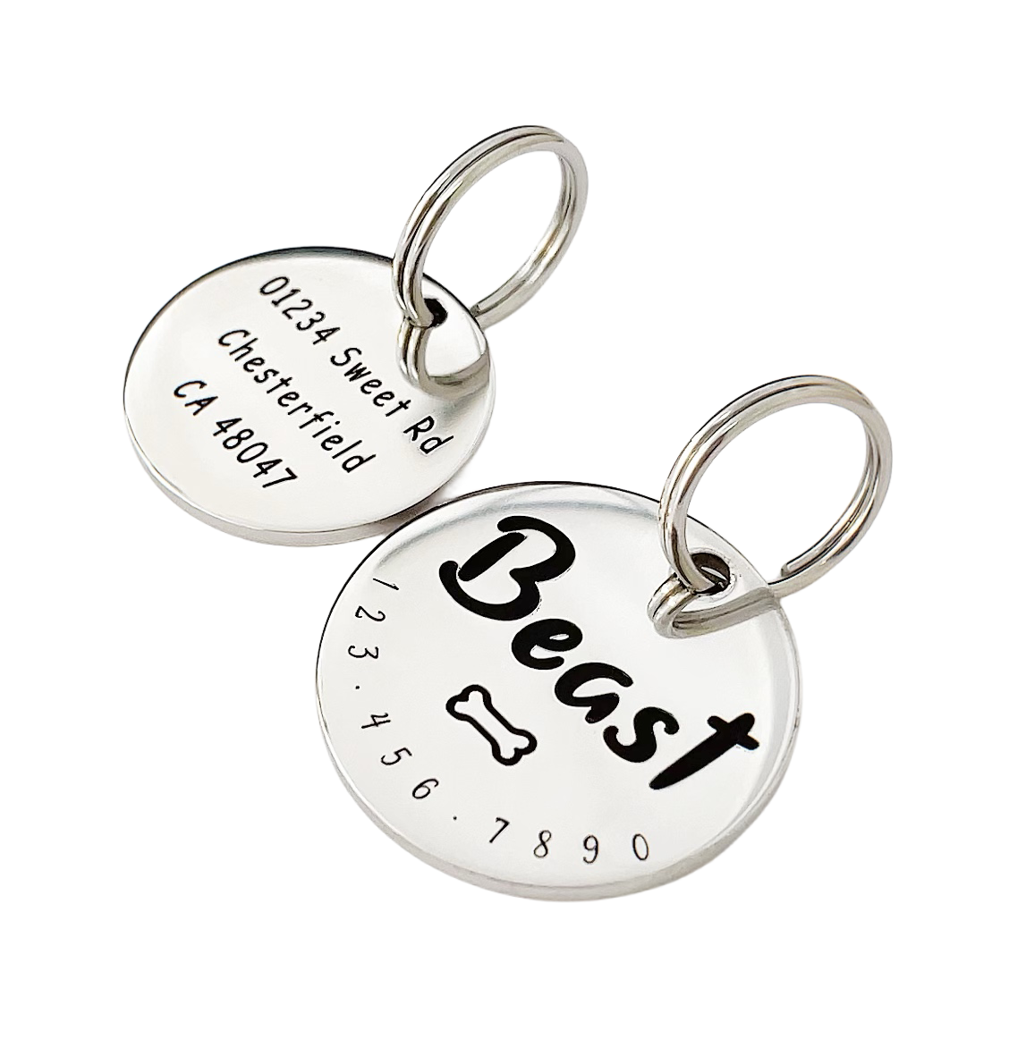 Pet Tags,Stainless Steel Charm,Personalized Engraved Dog Cat Name Tag,ID Tags