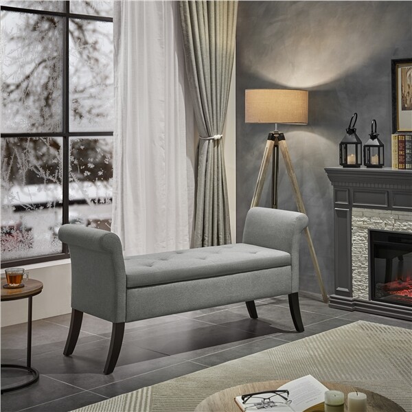 Storage Ottoman with Armrest for Entryway/Living room/Bedroom Space Saving Bench