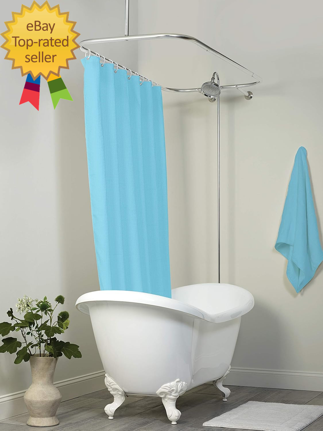 Rustproof round Shower Curtain Rod for Clawfoot Tub with Easy Installation Oval